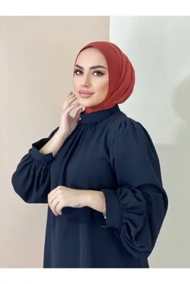 Genel Markalar Kadın Tesettür Kremit Çıtçıtlı Boyunluk Hijap Bone Model Eşarp Şal Çıtçıtlı