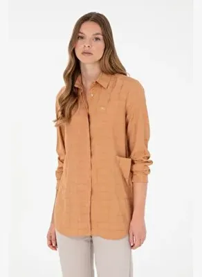 U.S. Polo Assn. Kadın Camel Uzun Kollu Tunik Gömlek 50289890-VR015