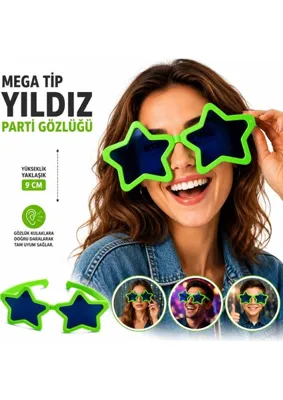 MEGA Tip Yıldız Parti Gözlüğü Yeşil Renk
