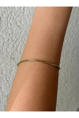 Genel Markalar Minimalist Gold 14K Altın Kaplama Çelik İtalyan Silindir Bileklik