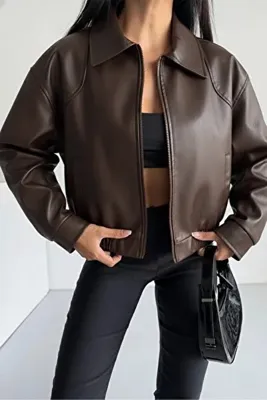 ALFUDO Moda Collection Deri Bomber Deri Ceket