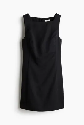 H&M Kare Yakalı Gabardin Elbise