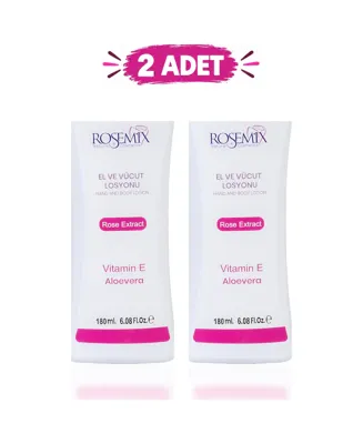 Rosemix 869 - - Gül Özlü Alovera Vitamin-e El Ve Vücut Losyonu - 2 Adetlik - Smglobal - Set Ürün