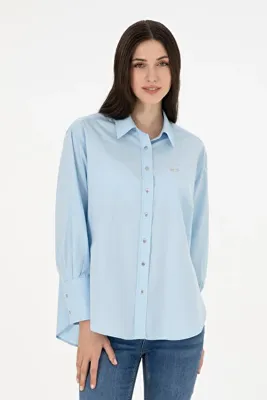 U.S. Polo Assn. Kadın Açık Mavi Uzun Kollu Gömlek 50293802-VR003