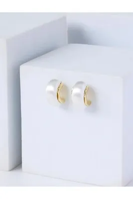 Jimmy Key Altın Rengi Mine Detaylı Yarım Halka Küpe