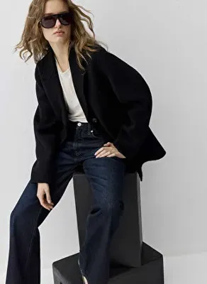 Mavi Siyah Kadın Loose Fit Desenli Ceket M1110732-900