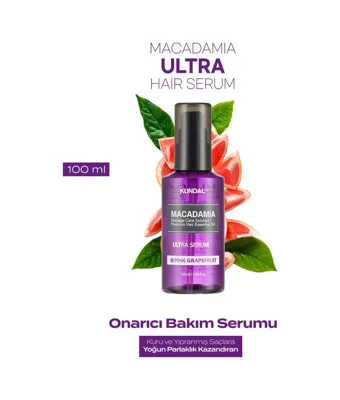 Kundal Besleyici Formüllü Parlaklık Sunan Saç Serumu Kundal Macadamia Hair Serum 100ml (Pink Grapefruit)