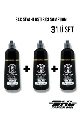 BHL Profesyonel Siyahlaştırıcı Soft Şampuan Doğal Siyahlar için ÜÇLÜ SET / Saç Sakal 400ml. X 3 Adet (1200 ml.)