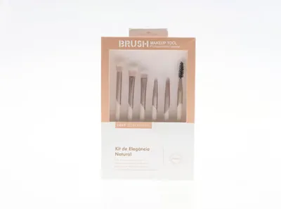 BRUSH Luxe Collection 6 Parça Profesyonel Makyaj Fırça Seti, Ultra Yumuşak Doğal Kıllı Sentetik, Allık, Far, Kapatıcı, Eyeliner ve Kaş Şekillendirici, Krem