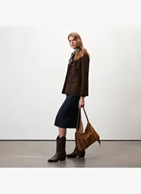 Desa Evangel Kahve Kadın Süet Blazer Ceket