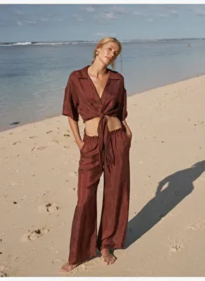 The Handloom Lucid Flow Tie Pantolon - Bordo