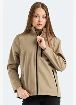Slazenger HIP STYLE Kadın Dik Yaka Fermuarlı Bej Mont & Kaban