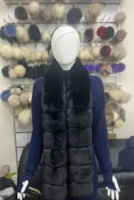 A&CKÜRK Peluş Kürklü Çizgi Geçişli Uzun Atkı