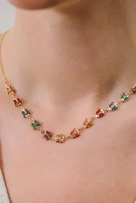 AURRARİ Gold Renkli Taşlı Kelebek Kolye