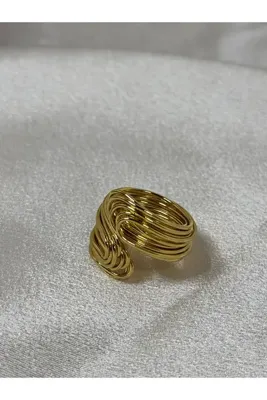 Genel Markalar KADIN GOLD TEL SARIM TASARIM YÜZÜK AYARLABİLİR YÜZÜK