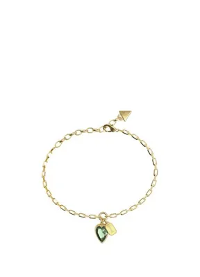 Guess JGUJUBB06360JWYGGNS Crystal Love| Kalpli Altın Rengi Yeşil Çelik Kadın Bileklik