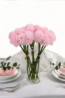 Yapay Çiçek Deposu Yapay Çiçek Top Krizantem 7li Mini Kartopu Demeti 30 cm Pudra Pembe
