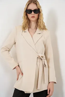 Bigdart Kadın Yandan Bağlamalı Blazer Ceket 0750 - Bej