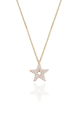 Söğütlü Silver Gümüş Rose Zirkon Taşlı Lotus Modeli Kolye Sgtl10228yld