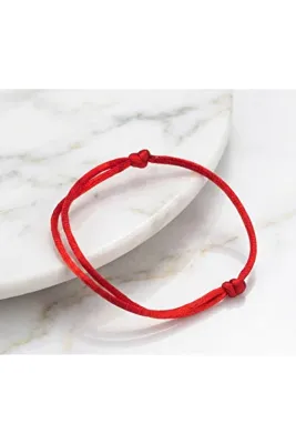 Femenino Kırmızı Kalın Floş İp Şans Bilekliği Ayarlanabilir Unisex Minimal Tasarım