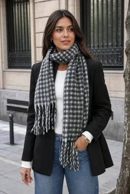 nehir eşarp Çift Taraflı Kışlık Omuz Şal Atkı 180x45 Cm