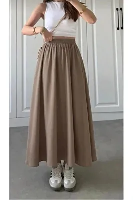 BILDEŞA Beli Lastikli Cepli Double Etek