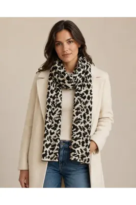 Sebir Moda Leopar Desenli Triko Atkı