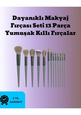 Sovrent Toz ve Krem Ürünler Için Güçlü Tutucu Yumuşak Kıllı Makyaj Fırça Takımı 13 Parça
