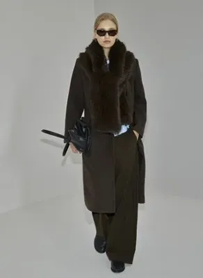 LUFIAN VALERY Kahve Kadın Bebe Yaka Slim Fit Mont
