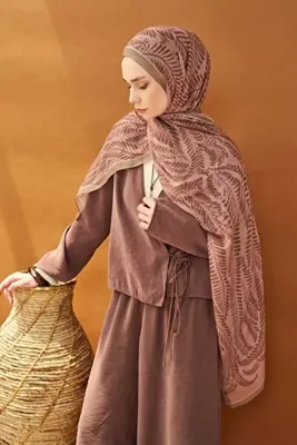 Silk Home Riva Şal Tencel Boston Fern Pudra Vizon