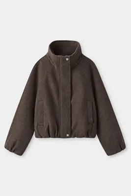 NET OF NOT Oversize Geniş Kol Dik Yaka Kadın Tüylenmez Bomber Kaşe Ceket