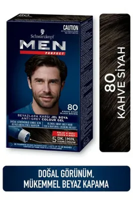 Schwarzkopf Men Perfect Saç Boyası 80- Kahve Siyah-Kolay ve Hızlı Beyaz Kapama