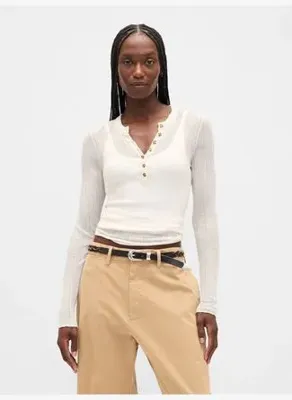 Gap Transparan Fitilli Henley Kazak 