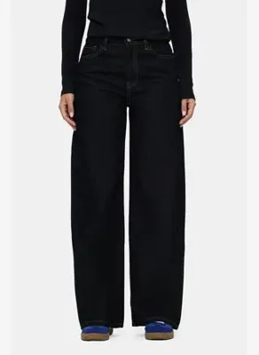 UCLA AURA Siyah Denim Wide Leg %100 Pamuk Standard Fit Kadın Pantolon