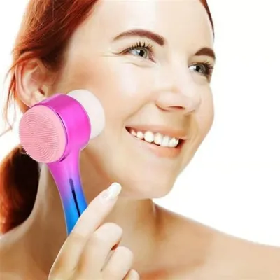 plentiful Çift İşlevli Renkli Cilt Yüz Temizleme Fırçası Peeling Masaj Etkili Gözenek Temizleyici Alet