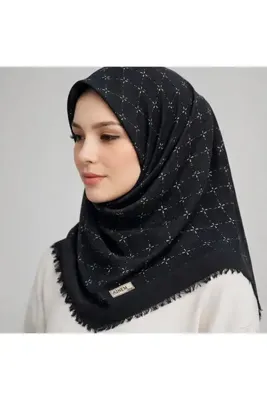 Sinem Emprime Koton Eşarp - Siyah / Karamel-06289-03