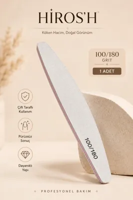 HİROS'H Profesyonel 100/180 Grit Çift Taraflı Kağıt Törpü Bumerang