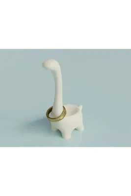 Genel Markalar Sevimli Dinozor Yüzüklük 8,5 cm Yüzük ve Takı Tutucu Dekoratif Takılık Beyaz