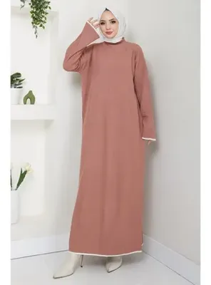 hafsamina İspanyol Kol Triko Elbise Gül Kurusu HM2523