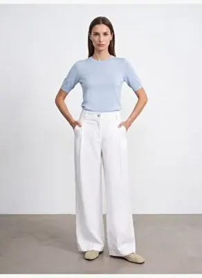 Dilvin 72762 %100 Keten Geniş Paça Pantolon
