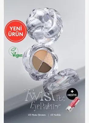 Muzigae Mansion 4'lü Far Paleti + Mini Boy Icy Glow (Set) MUZIGAE MANSION Twist Pot Eye Palette (03 Mute Brown)