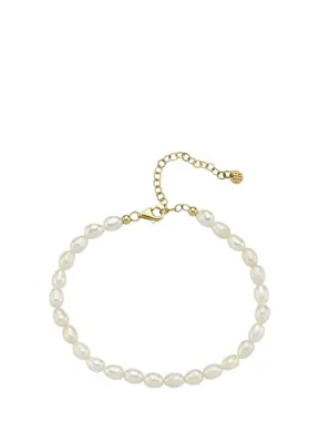 Hems Jewellery Oval İnci 14 Ayar Altın Kadın Bileklik