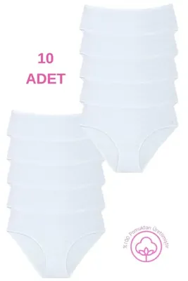 Newlilla 1506 Kalpli %100 Pamuklu 10'lu Kadın Bato Külot Paketi