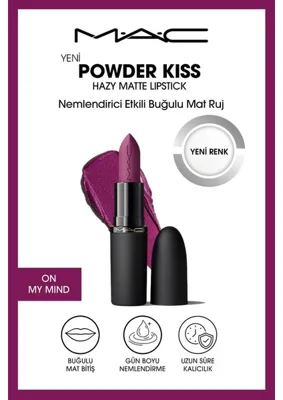 MAC M.A.C Powder Kiss Hazy Matte Lipstick Kahverengi Renkli Nemlendirici Etkili Buğulu Mat Ruj - On My Mind