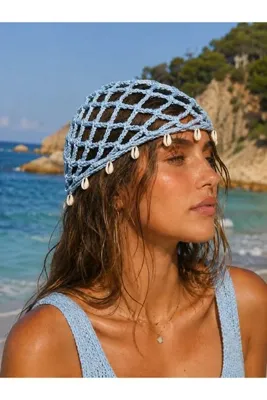 Venus Design Örgü Deniz Kabuklu Kep Şapka