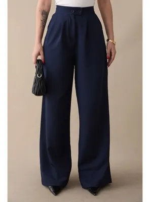 InStyle Çift Düğmeli Bol Paça Lacivert Pantolon