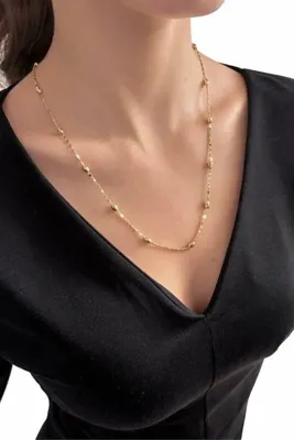 Ressia Aralıklı Yassı Dorika Model Zincir Kolye