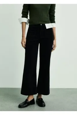 MANGO Woman Catherin Culotte Fitilli Kadife Pantolon