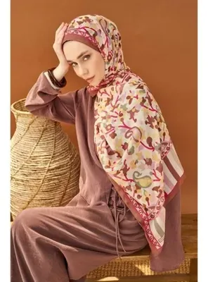 Silk Home Riva Şal Tencel Botanical Floral Kahverengi
