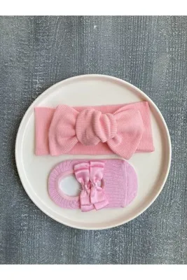 Fns butik Kız Bebek Bandana Çorap Takım